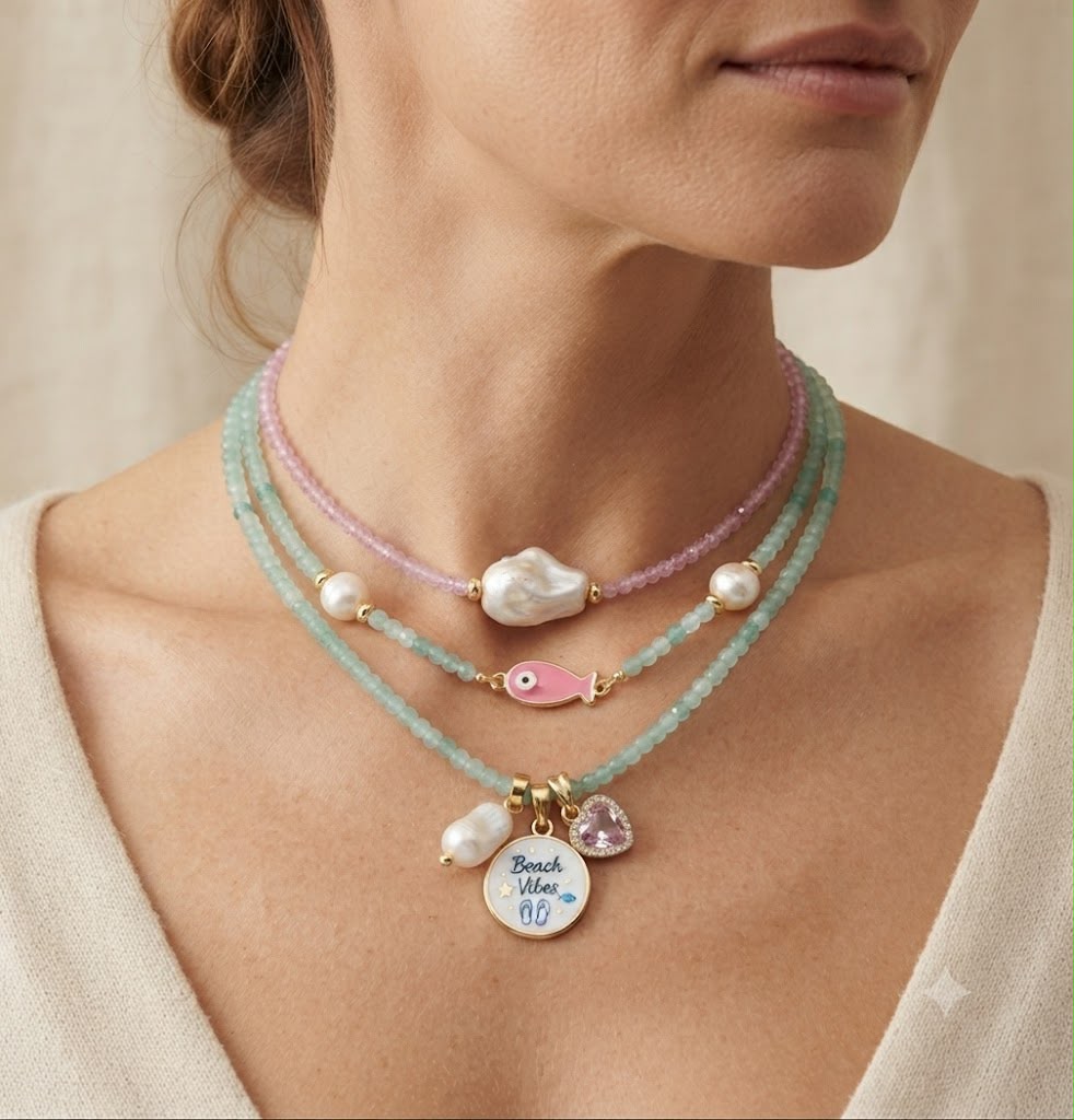 Collana "Perle di Luce" – Modello Rosa