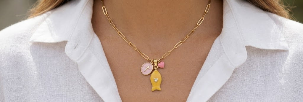 Collana in Acciaio Inossidabile con Ciondoli a Forma di Pesce