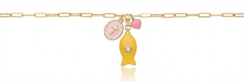 Collana in Acciaio Inossidabile con Ciondoli a Forma di Pesce