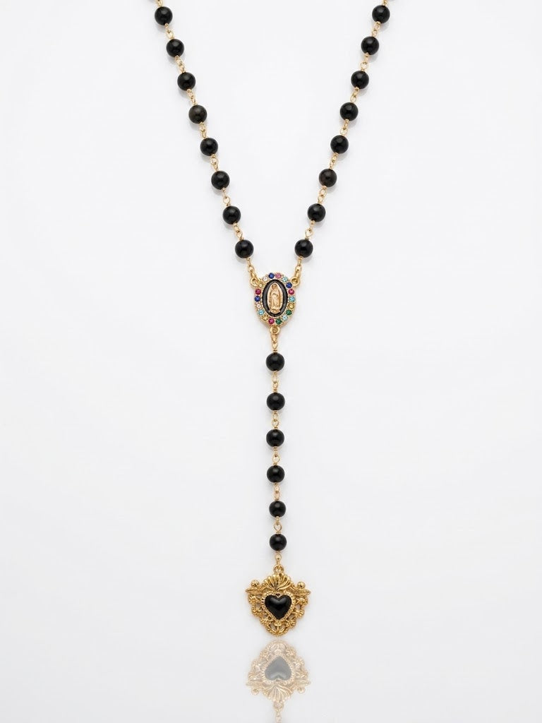 Collana rosario in Agata nera