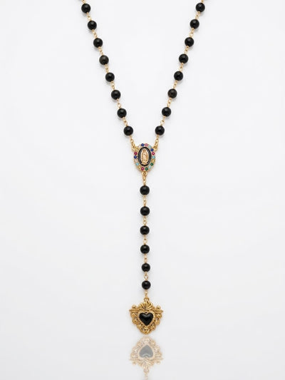 Collana rosario in Agata nera
