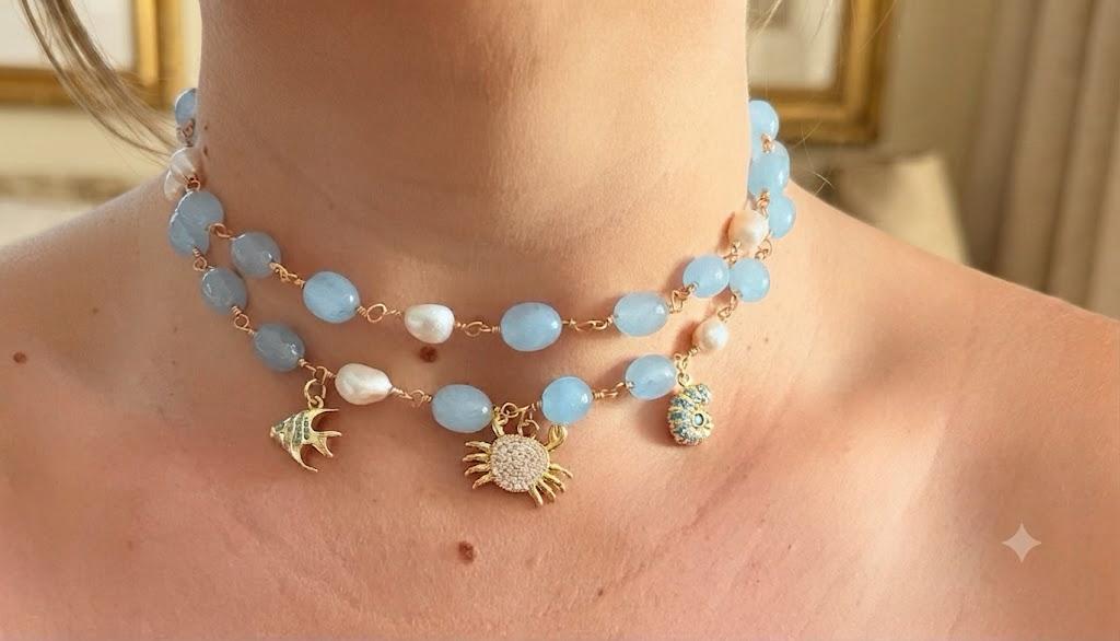 Collana Doppia "Acqua Marina" – Stile Marine in Acciaio Inossidabile