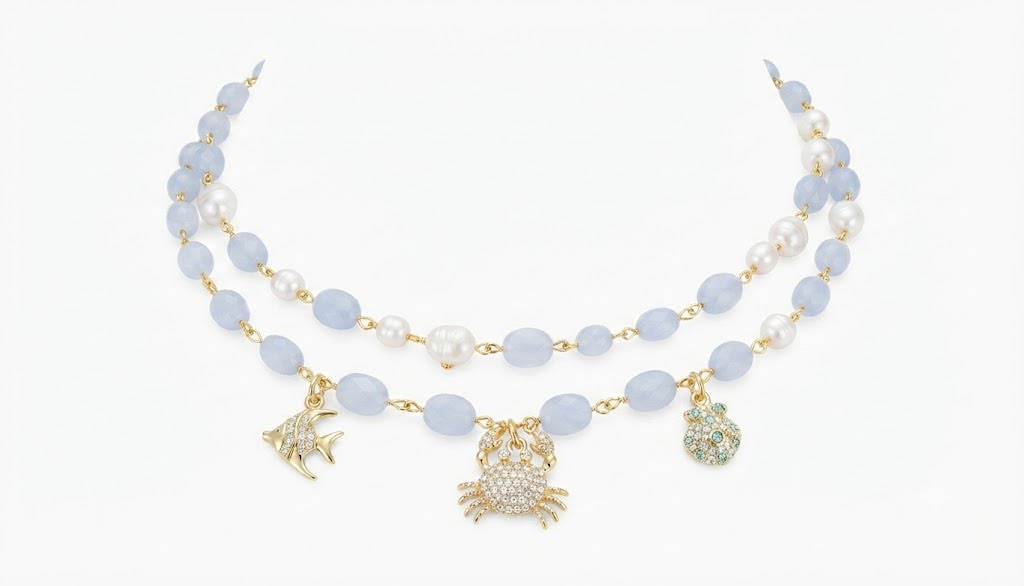 Collana Doppia "Acqua Marina" – Stile Marine in Acciaio Inossidabile