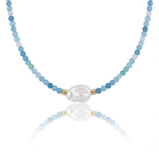 Collana Perle di Luce modello Azzurro di Dea Creazioni, gioiello artigianale fatto a mano