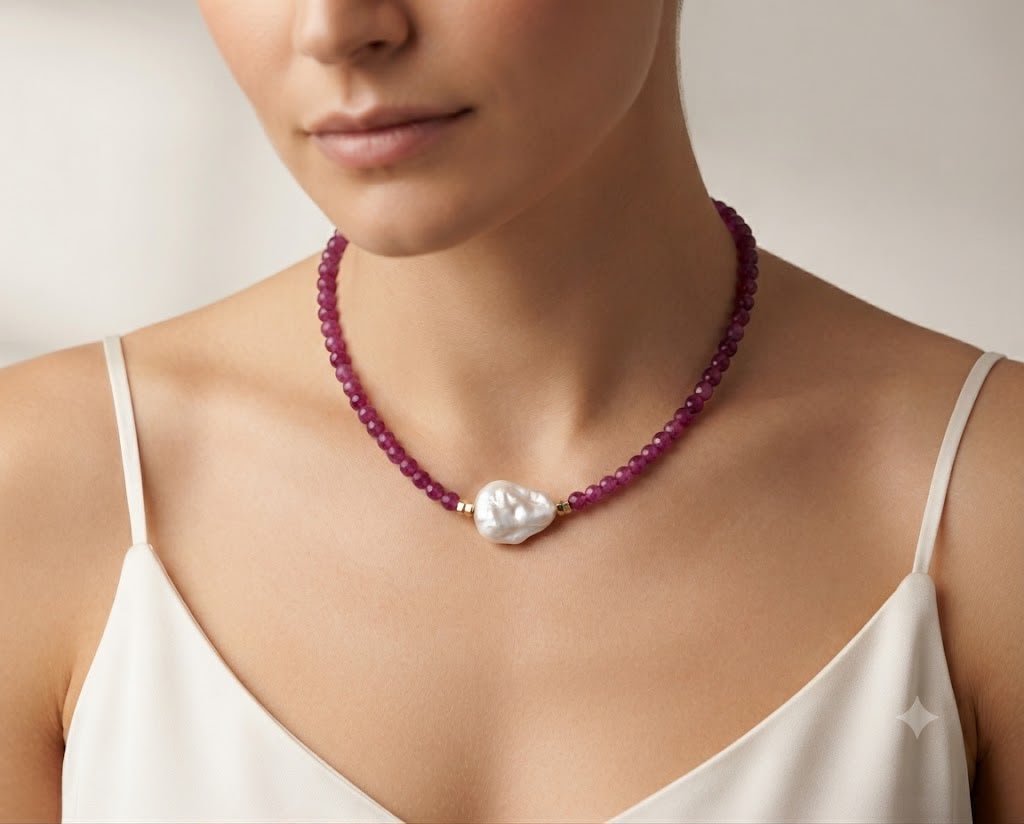 Collana "Perle di Luce" – Modello Magenta