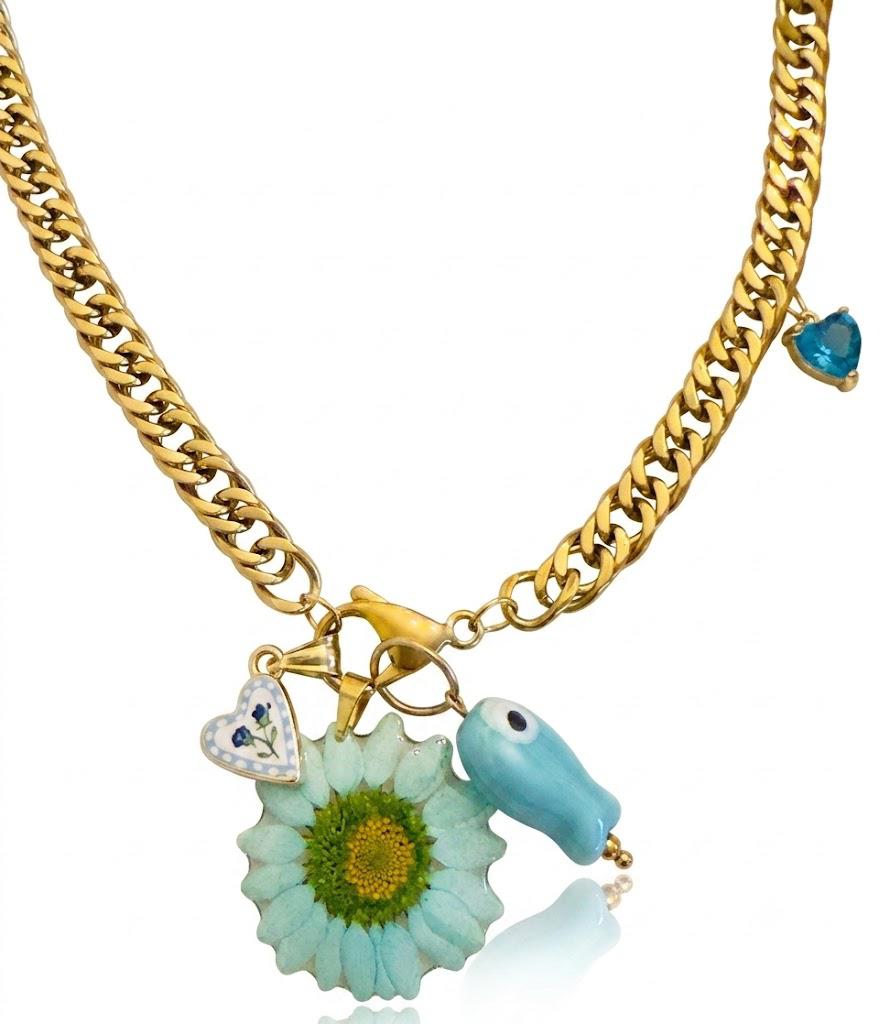 Collana " Blue Daisy" – Una margherita Eterna