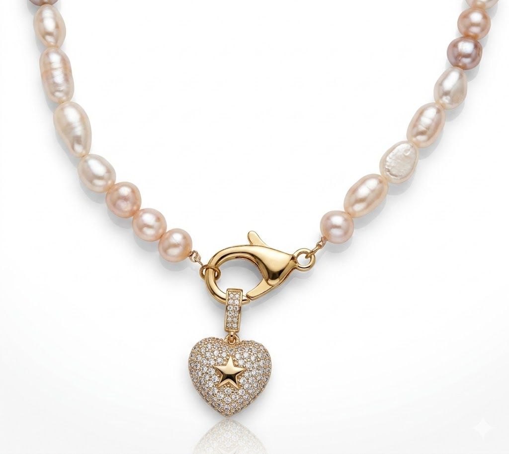 Collana "Cuore Prezioso" – Perle Naturali e Brillantezza