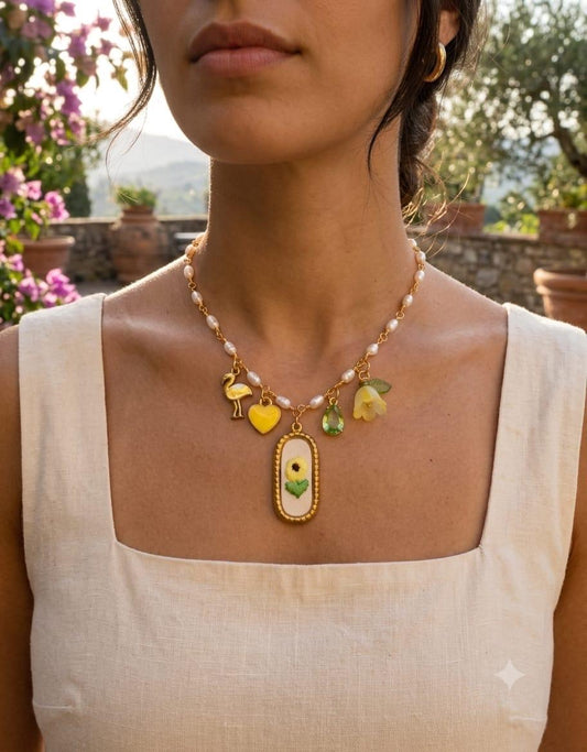 Collana "Girasole Cucito a Mano" – Collezione Good Vibes